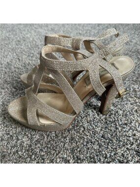 Touch Ups Glitter Strappy High Heels in Champagne Size 8 Women